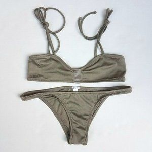 Chic metallic convertible bandeau/halter set by designer Made By Dawn.